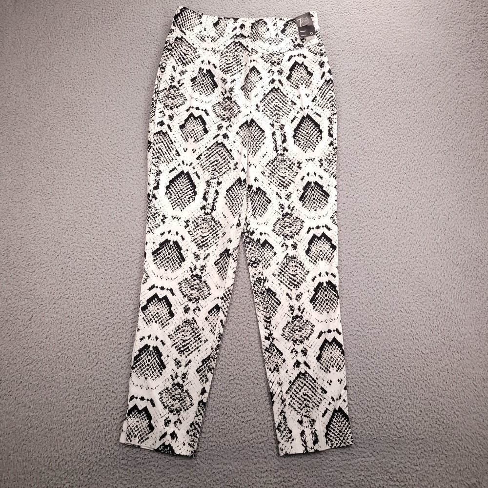 NEW YORK CO 7th Ave Pant Size 0 Ankle Black White Snake Print Stretch NEW